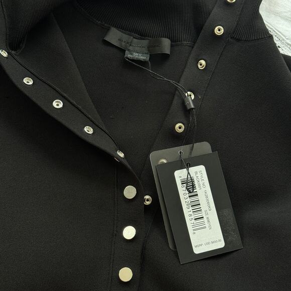 Alexander Wang Mock Neck Button Down Sweater Top Black Size Medium NWT - Picture 6 of 9